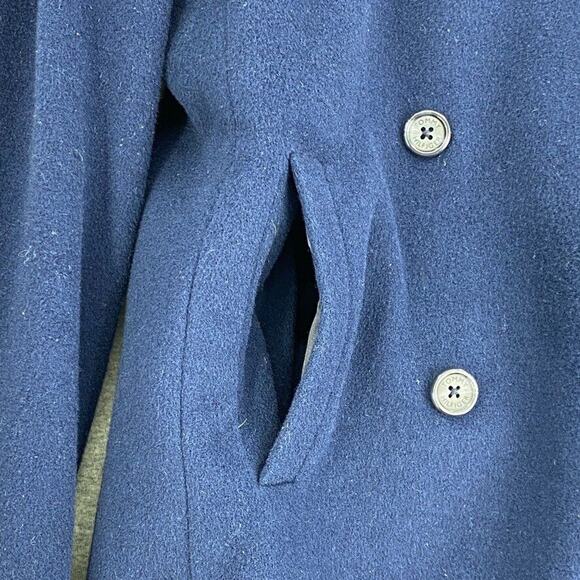 Tommy Hilfiger Wool Jacket Womens Small Blue Pea Coat Military Double Breasted - Picture 5 of 12